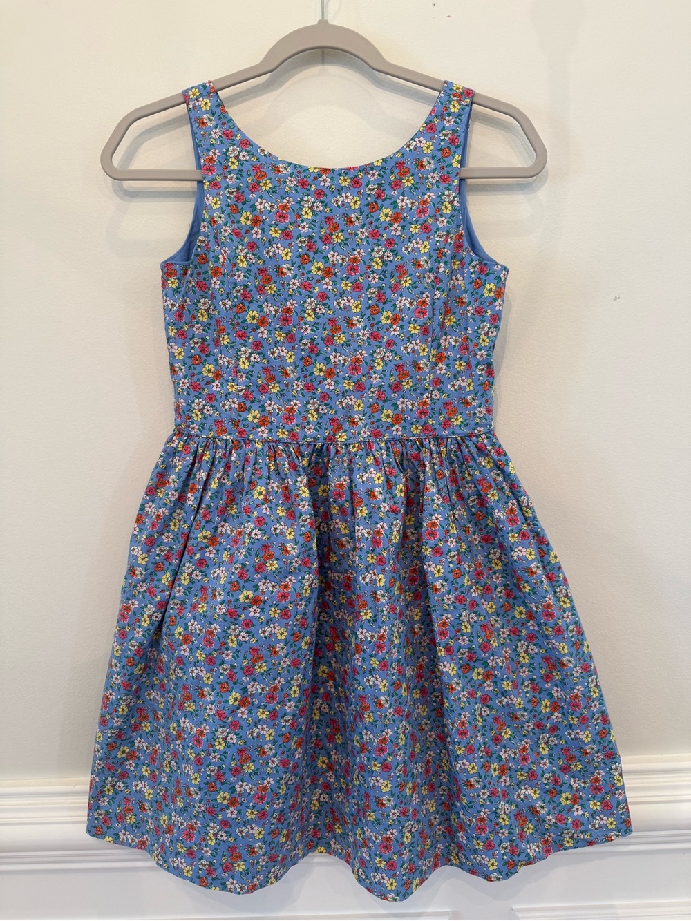Polo Ralph Lauren Girls’ Blue Floral Colorful Dress Sz 12, 100% Cotton, A Line